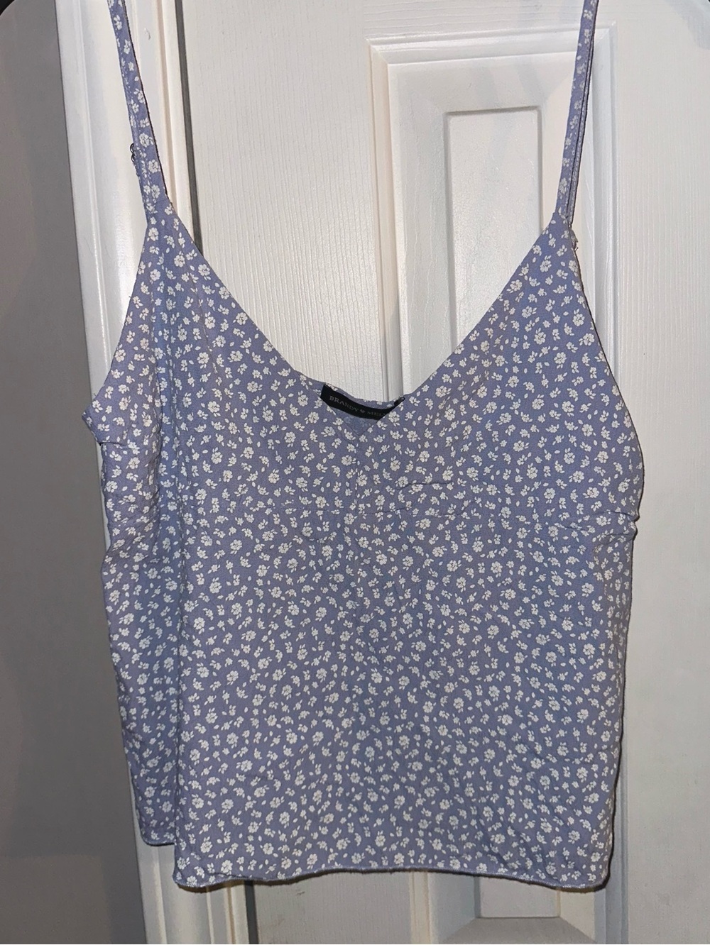Brandy Melville Dusty Blue Floral Spaghetti Strap Cami, 100% viscose